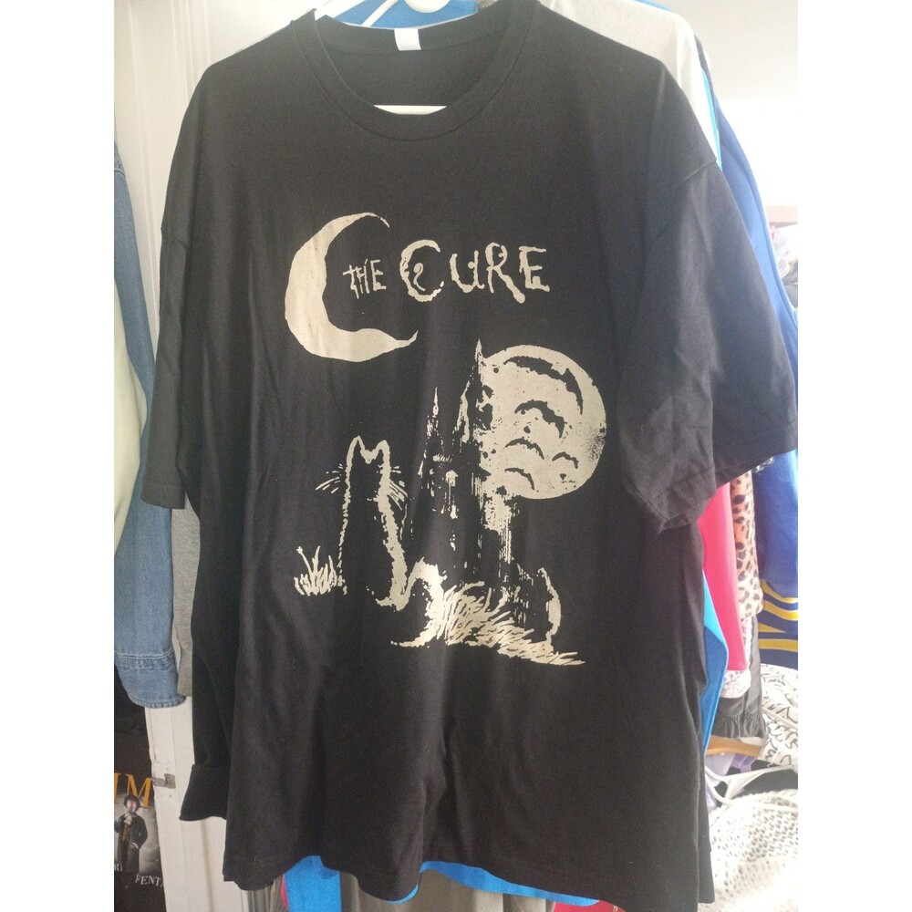 RARE The Cure Cat Tee, 90s Alt Indie Rock, Unisex Black band T-shirt Size S smal